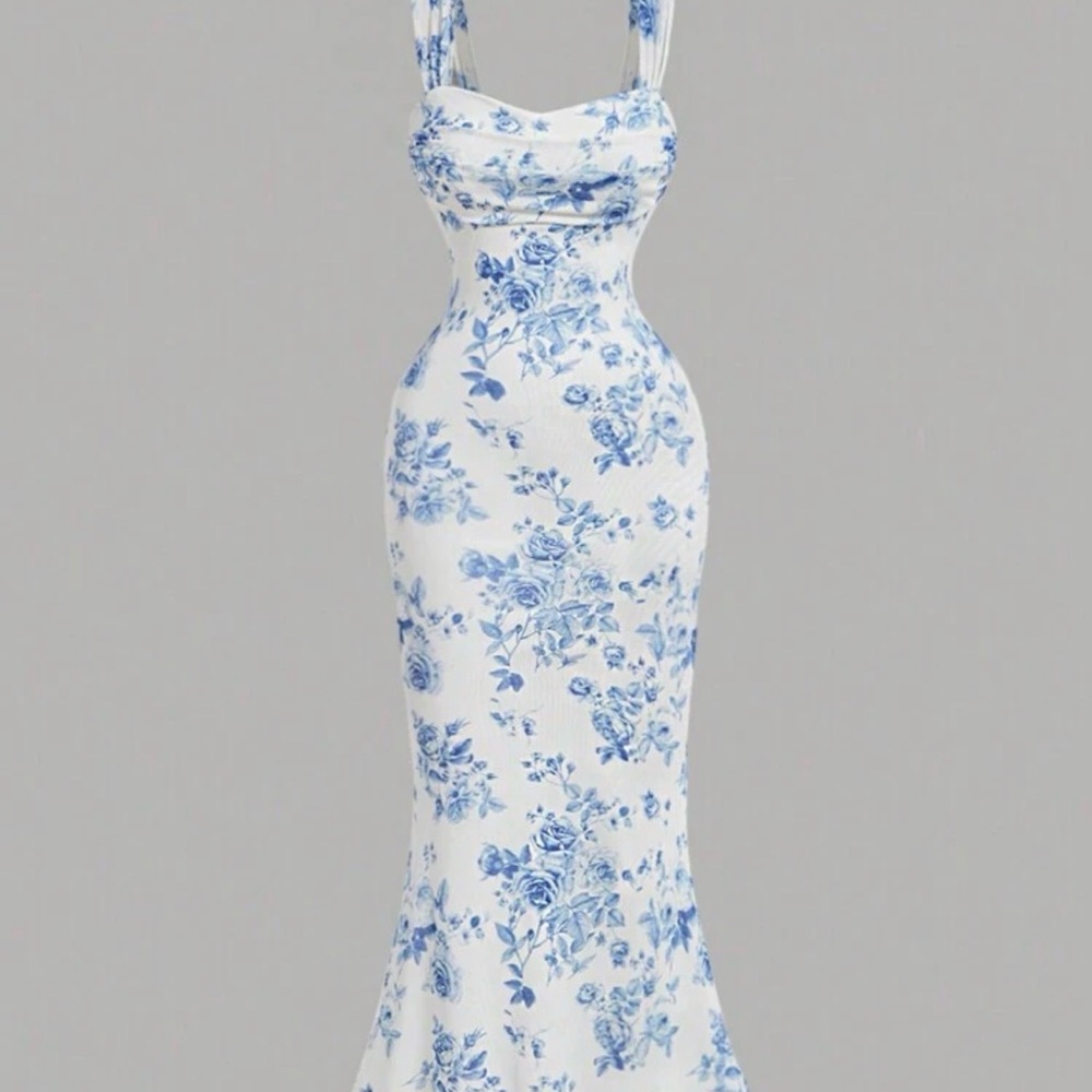 SHEIN Blue Floral Maxi Dress